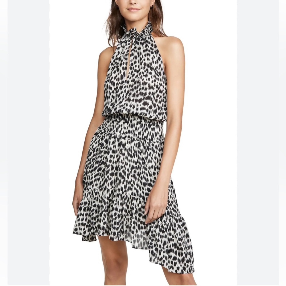 A.L.C. Cody Womens Silk Leopard Animal Print Smocked Sleeveless Dress sz 10